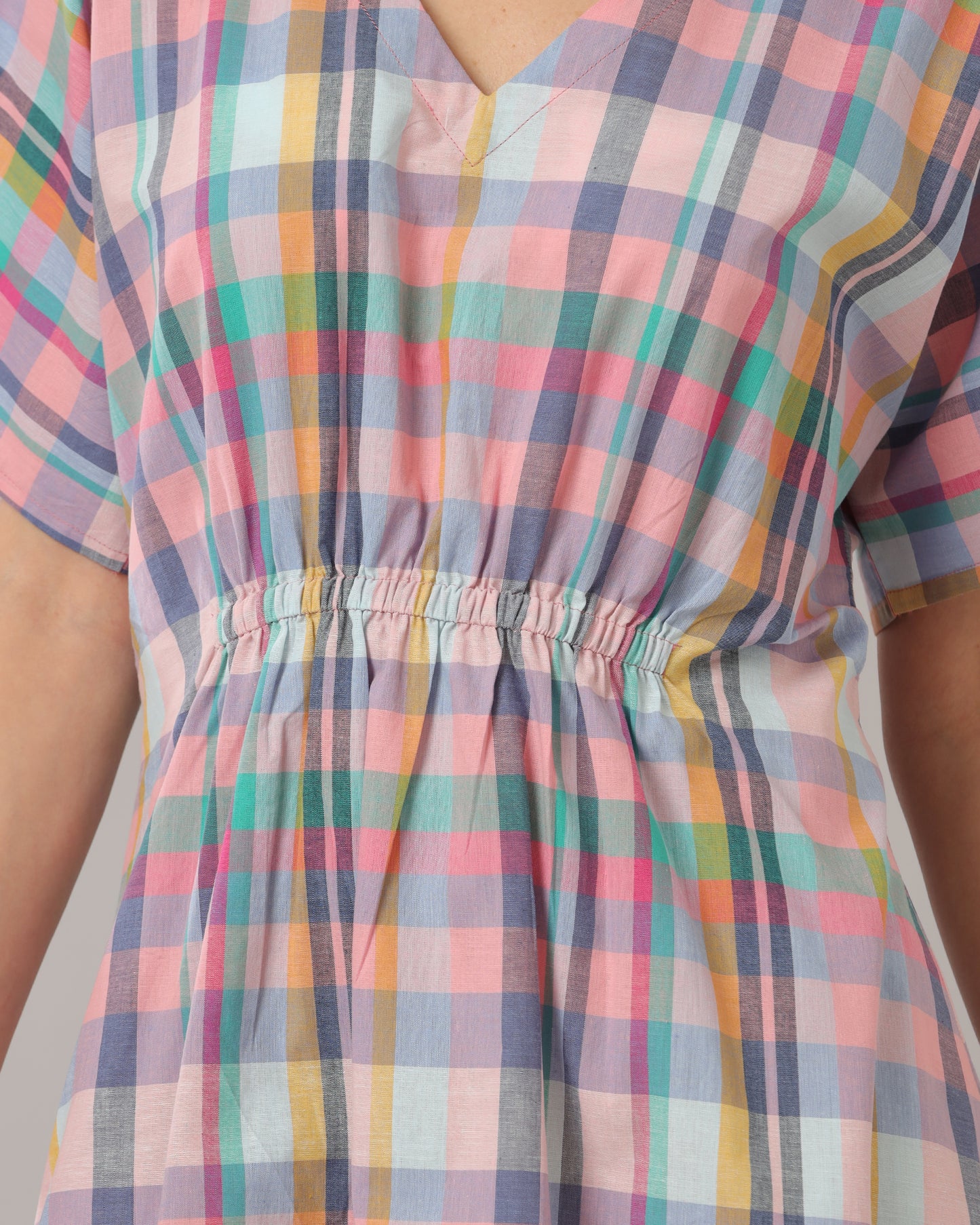 Madras Checks Kaftan Dress