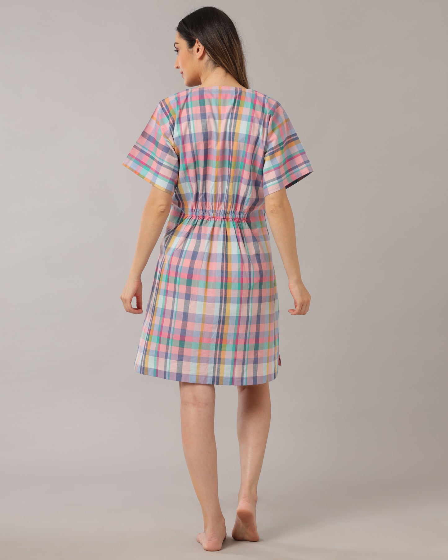 Madras Checks Kaftan Dress